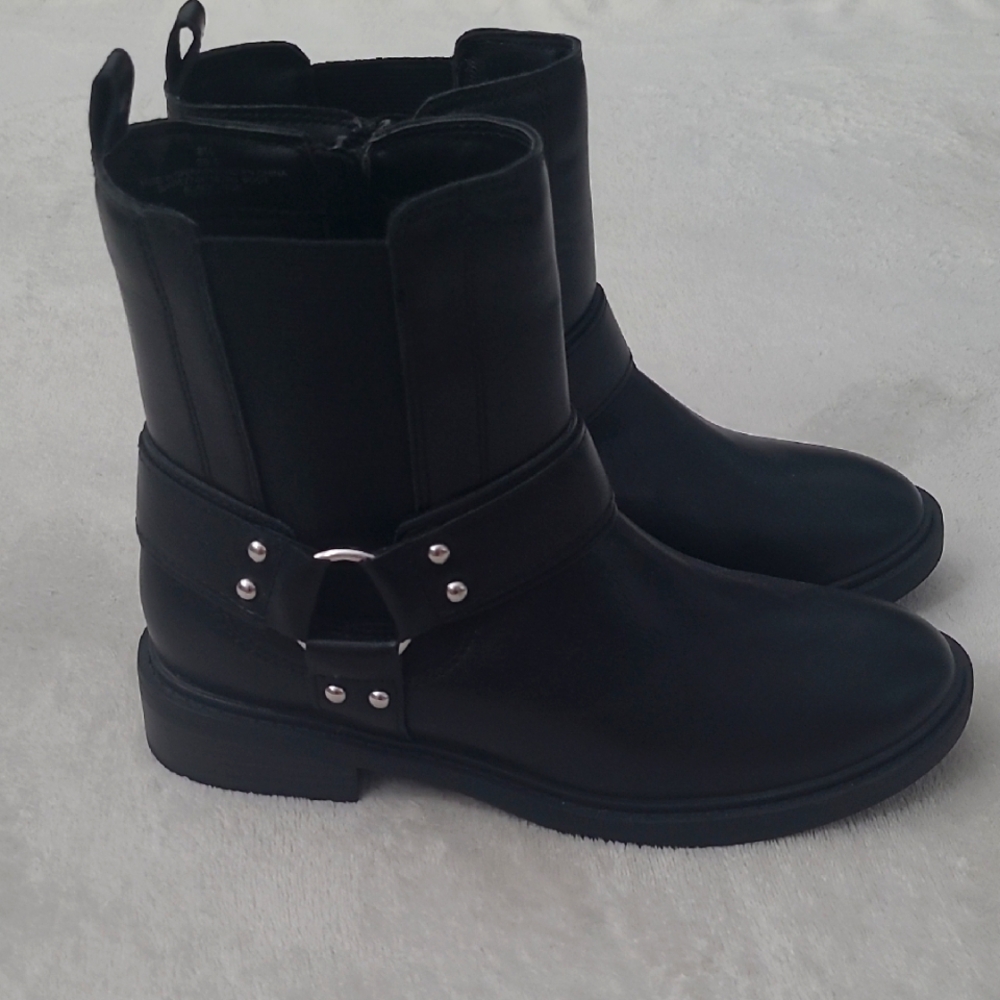 Old Navy Black Jack Moto Boots Womens Size 8.5 Ankle Harness Zip Biker Combat